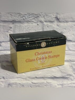 Vintage Williams Sonoma Christmas glass cookie stamps 4 piece set